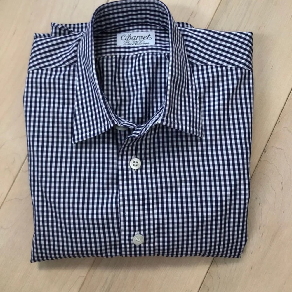 Charvet boys French navy white cotton Shirt